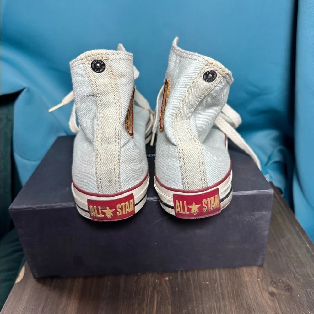 Converse High Top Sneakers - Pale Blue with Brown Patch